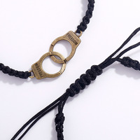 Bracelet à breloques en macramé pour Couple, cadeau de saint-valentin, argent, or, noir, pour amoureux
