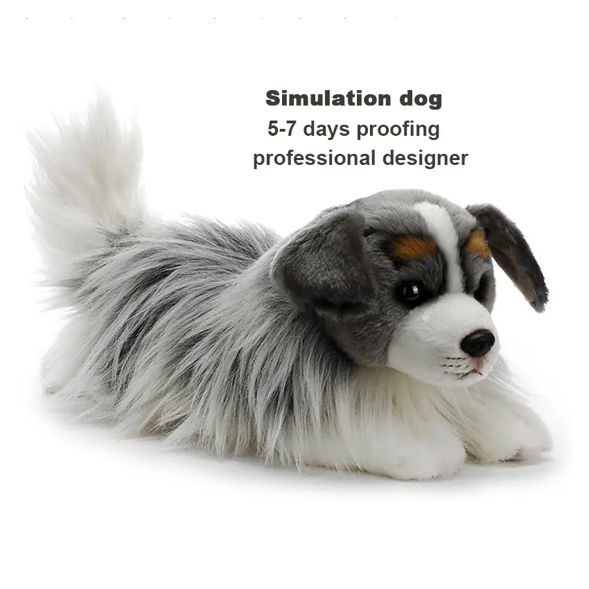 Custom High Quality Simulation Animal Model Simulation Pomeranian Dog Model Plush Toys Dog Doll Plush Toy Gift for Kids Adults