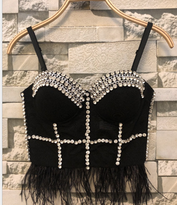 Sexy Fashion Feather Beading Evening Party Nightclub Cocktail <strong>Boob</strong> <strong>Tube</strong> Top - Product Image 2