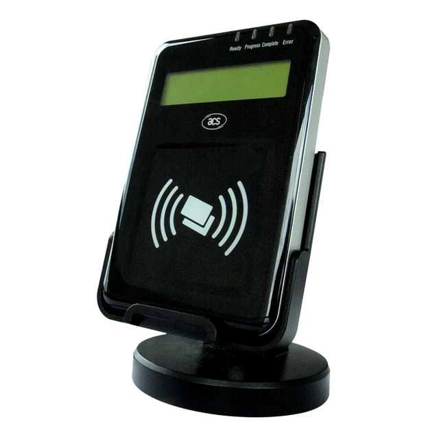 Contactless Smart Card Reader RFID Credit Card Reader USB Desktop 13.56MHz ABS Material ISO14443A Protocol LCD 5-10cm Read Range