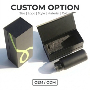 <span class=keywords><strong>Caja</strong></span> de Regalo Magnética Negra Personalizada con Tapa Abatible e Inserto de Espuma, Empaque Rígido para Vasos, Botellas de Agua, Frascos, Jarrones y Artículos para Bebidas - Product Image 1