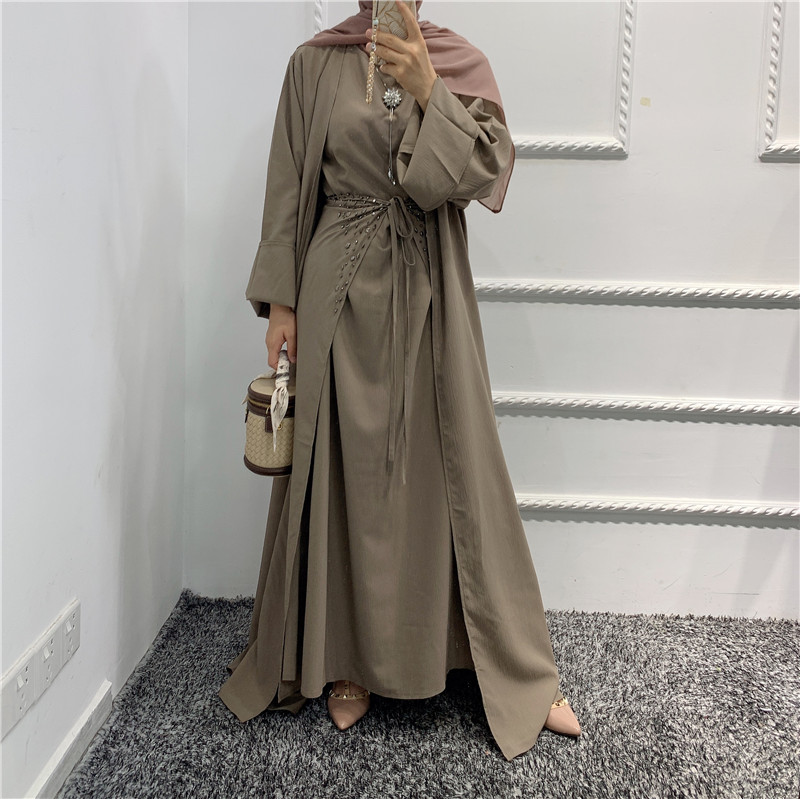 2021 3piece islamic  Dress Muslim slim abaya  Middle East Islamic contrast color dress  wholesale Dubai Modern Abaya  gift