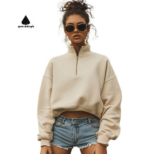 <span class=keywords><strong>Felpa</strong></span> da donna <span class=keywords><strong>Oversize</strong></span> felpe da allenamento felpe con cappuccio Top corto di cotone dei pesi massimi <span class=keywords><strong>felpa</strong></span> mezza Zip <span class=keywords><strong>felpa</strong></span> da donna - Product Image 1