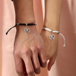 2 Pcs/set Love Heart Magnet Attract Bracelet for <b>Men</b> Women Love Pendent Couple Rope Chain Bracelets Valentine's Day Gift - Product Image 1