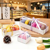 Boîte à macarons en papier avec couvercle transparent, contenant pour desserts français, 1/2/5 unités