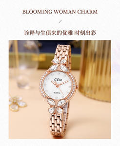 Reloj de Lujo Inspirado en Pétalos con Esfera de Cristal Grande Brillante y Movimiento de Cuarzo en Aleación - Product Image 5