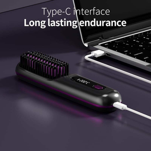 Brosse lissante sans fil portable, ions négatifs, céramique chauffante, écran LCD, rechargeable par USB, pour voyage, maison, salon - Product Image 2