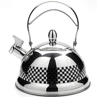 Bouilloire sifflante en acier inoxydable de 2,5 L, poignée en acier inoxydable, extérieur poli, compatible induction, qualité alimentaire, passe au lave-vaisselle