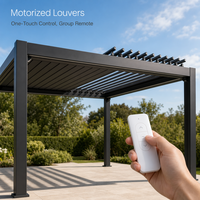 Pergola motorisée en aluminium à lames orientables, abri de jardin extérieur, toit à lames réglables, étanche, télécommande, pavillon de jardin nature