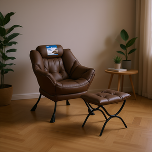 Db Modern Cotton <b>Lounge</b> <b>Chair</b> Steel Frame Cushion Back Manual Recliner Living Room Furniture - Product Image 2