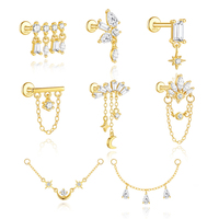 Ensemble de Piercings en Acier Inoxydable 14G 16G 20G Plaqué Or, Anneau de Nez, Anneau de Lèvre, Anneau de Langue, Bijoux Style Punk pour Mariage et Fête