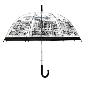 Parapluie clair grand Transparent voir à travers la mariée mariage dames bâton de marche parapluies bulle dôme forme britannique rétro - Product Image 6