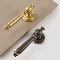 Ensemble de poignées de porte en laiton massif brossé or, style provincial français, avec système de verrouillage silencieux, pour porte intérieure d'appartement
