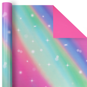 Girls Iridescent Gradient Wrapping <b>Paper</b> Sparkle Star Pattern For Little Girl Birthday Present Wrapping Wholesale - Product Image 1