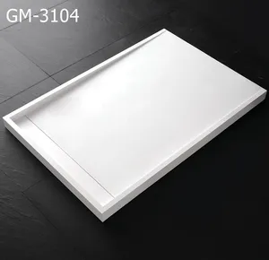 イタリアの透明アクリル台座白いシャワートレイ固体表面人工石長方形樹脂シャワーベース