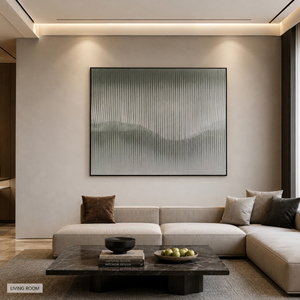 Arte de Pared con Textura Lineal de Bosque Neblumado, Pinturas Decorativas y Arte de Pared para Interiores de Casa, Arte Minimalista para el Hogar y Hoteles - Product Image 2
