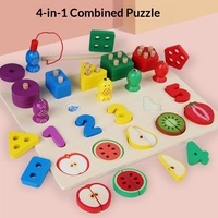 Mainan Edukasi Dini Anak-anak, Mencocokkan Angka Buah, Menumpuk Bentuk Geometris Kayu, Mengenal Warna, Memancing, Montessori