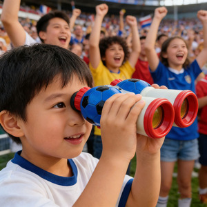 แว่นตาฟุตบอลสองในหนึ่งพร้อมนกหวีด สำหรับเชียร์กีฬา ดูการแข่งขัน กล้องโทรทรรศน์ทรงกลม ของขวัญส่งเสริมการขาย ของเล่น ปรับแต่งโลโก้ได้ - Product Image 2