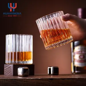 Wholesale Custom Logo Engrave Round Heavy Base Clear Crystal Whisky Tumblers Cup Liquor Whiskey Glass Cup For Bar Party