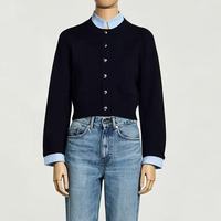 Damen Strickjacke Büro-Lady Stilvolle Elegante Farbblock-Imitation Zweiteiliger Knopf-Mantel Gesteppter Plissierter Kragen Vielseitig Schmal Geschnitten