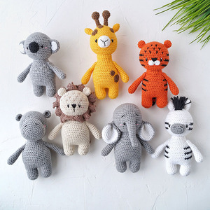 New Wholesale Safari Jungle Handmade Knitted Fat and Cute Baby Comfort <strong>Crochet</strong> Animal Toys Baby <strong>Plush</strong> <strong>Crochet</strong> Toys - Product Image 1
