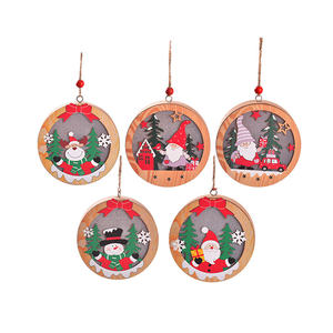 زينة عيد الميلاد إضاءة ليد خشبية عيد الميلاد معلقة شجرة عيد الميلاد - Product Image 6