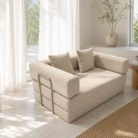 Sofá Cama Modular Simple y Moderno de Pana, Cómodo y Ecológico, para Hotel o Villa, con Funda Extraíble y Secciones Plegables para Espacios Pequeños