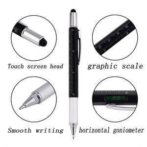 Stylo multifonction 6 en 1 en plastique, best-seller, avec stylet, impression de logo personnalisé, stylo à bille pour cadeaux promotionnels d'entreprise - Product Image 2