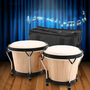 HUASHENG-Juego de tambor de mano <span class=keywords><strong>Bongo</strong></span> con acabado brillante Natural para niños y adultos, tambor de mano de cuero, afinable, <span class=keywords><strong>doble</strong></span> tono, educativo, juguetes <span class=keywords><strong>Bongo</strong></span> - Product Image 1