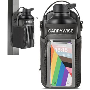 Magnetic Gym Bag <b>Water</b> <b>Bottle</b> Carrier with <b>Strap</b> Phone Pockets PU Leather Strong Magnetic Bag for Men and Women for Fitness - Product Image 1