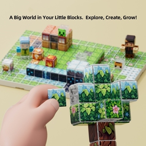 PUNGROW mattoncini Set di costruzione educativo modello giocattolo senza tessere magnetiche ABS in plastica fai da te foresta cabina cubo gioco per bambini - Product Image 5