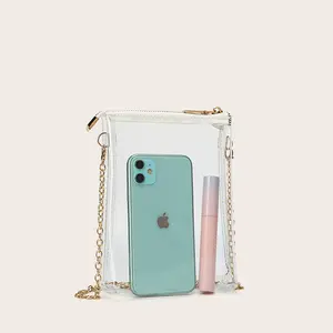 Bolsa de teléfono móvil impermeable de PVC para mujer, bolsa holográfica con eslinga transparente para natación, personalizada, venta al por mayor