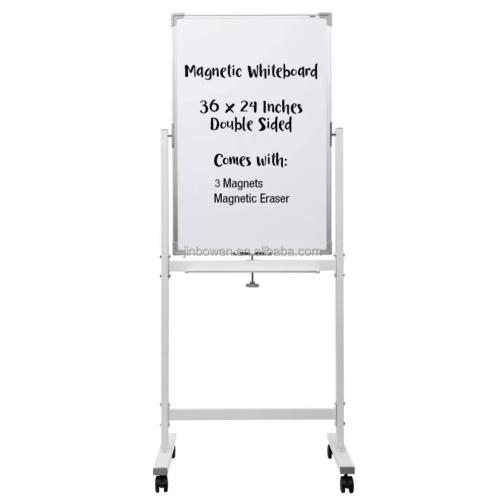 KBW office portable easel large height adjust 360 rolling double sided dry erase board magnetic mobile whiteboard with stand