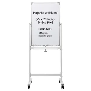 KBW Office Portable Easel Large Height Adjust 360 Rolling Double Sided Dry Erase Board Magnetic Mobile Whiteboard With Stand