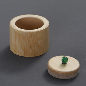 Natural portable <b>bamboo</b> tea caddy, tea storage box, tea rinsing <b>container</b>, small airtight <b>bamboo</b> tube, small green tangerine - Product Image 3