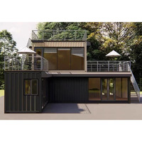 Edificio Contenedor Prefabricado Modificado, Villa Contenedor de Varios Niveles con Terraza en el Techo para Tienda u Oficina