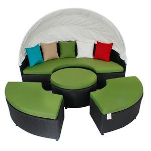 Divano Letto da Esterno Moderno in Rattan PE con Tettuccio Rimovibile, Seduta Confortevole Multi-persona, <span class=keywords><strong>Design</strong></span> Moderno e Semplice per Uso Alberghiero - Product Image 3