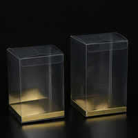 Boîte en plastique transparente carrée pour cadeaux de mariage, bonbons, chocolat, en PET, avec carte en papier doré