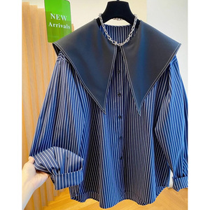 <span class=keywords><strong>Camicia</strong></span> a righe da <span class=keywords><strong>donna</strong></span> ufficiale in raso dolce autunnale a maniche lunghe, vestibilità ampia, <span class=keywords><strong>con</strong></span> ampio collo a revers e elastico - Product Image 5