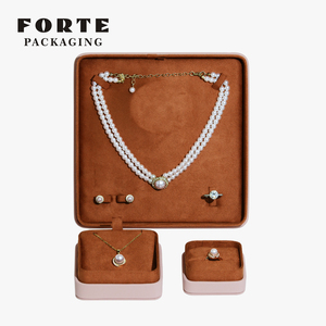 FORTE - Caja de Regalo para Joyería con Tapa de Diseño Nuevo, Bolsa de Papel y Base para Anillos, Collares y Conjuntos de Joyería de Cuero de Lujo - Product Image 2