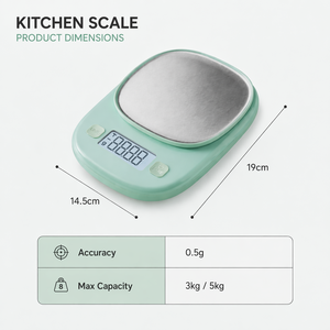 Balance de cuisine numérique électronique 0,5g vert sauge en ABS pour peser les aliments, équipement culinaire domestique LCD pour la pâtisserie - Product Image 3