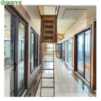Escalier pliant d'extérieur Bieye en bois massif avec rampe en bois - Écologique et durable pour accès au grenier, au toit, à l'appartement, à l'entrepôt