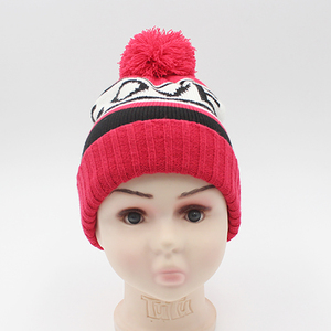 Christmas Logo <strong>Beanie</strong> Knitted Bobble Women'S Hats Wholesale Winter Warm Ski Cap with Acrylic Jacquard <strong>Pom</strong> <strong>Pom</strong> <strong>Beanie</strong> - Product Image 2