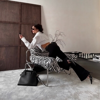 Fauteuil lounge vintage à imprimé zèbre, fauteuil rétro avec structure en acier inoxydable pour la maison, l'hôtel, la vente en gros