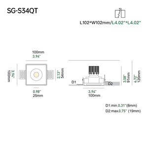 15W 现代无边框石膏筒灯方形 LED 吸顶灯嵌入式 COB 射灯 IP44 客厅照明 - Product Image 4