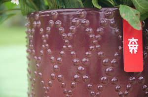 Jardinière en céramique sculptée à la main, design artisanal, pot sur pied pour intérieur et extérieur - Product Image 6