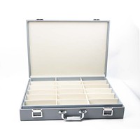 Valise à lunettes à double compartiment de très grande capacité avec plateaux amovibles pour l'organisation de la maison et du bureau.