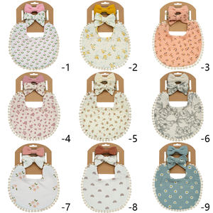 3 Pcs/Set Bavoirs et bandeaux à fleurs pour bébé Bandeaux à nœud en coton Serviette à salive double face Echarpe en tissu pour garçons et filles - Product Image 2