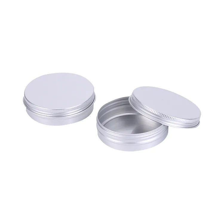 Silver Round Cosmetics 50g Aluminum Balm Jars Mini Tin Box