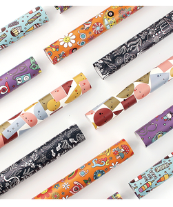 Rouleau de papier cadeau réversible en PE 80 g/m², motif arc-en-ciel avec visage souriant mignon, imprimé coloré Kawaii, recyclable, pour bouquets - Product Image 3